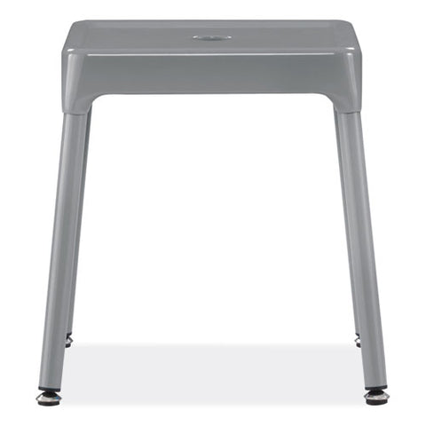 Steel Guest Stool, Backless, Supports Up To 275 Lb, 15" To 15.5" Seat Height, Silver Seat, Silver Base