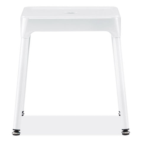 Steel Guest Stool, Backless, Supports Up To 275 Lb, 15" To 15.5" Seat Height, White Seat, White Base