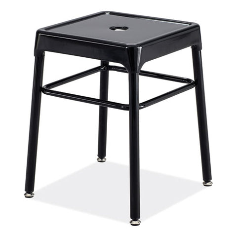 Steel Guestbistro Stool, Backless, Supports Up To 250 Lb, 18" Seat Height, Black Seat, Black Base