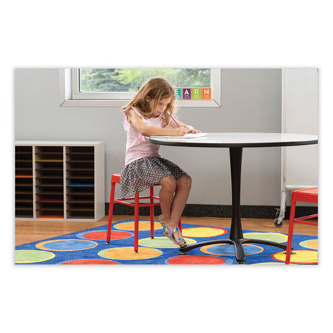 Steel Guestbistro Stool, Backless, Supports Up To 250 Lb, 18" Seat Height, Red Seat, Red Base