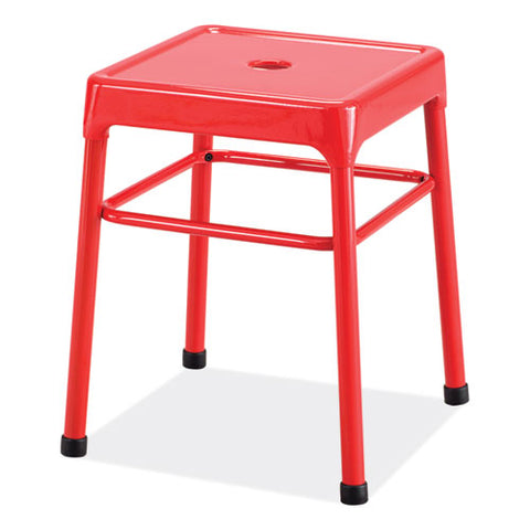 Steel Guestbistro Stool, Backless, Supports Up To 250 Lb, 18" Seat Height, Red Seat, Red Base