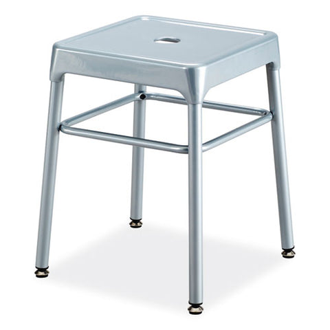 Steel Guestbistro Stool, Backless, Supports Up To 250 Lb, 18" Seat Height, Silver Seat, Silver Base