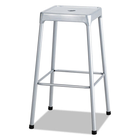 Bar-height Steel Stool, Backless, Supports Up To 250 Lb, 29" Seat Height, Silver