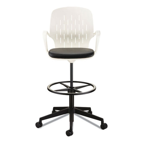 Shell Extended-height Chair, Supports Up To 275 Lb, 22" To 32" Seat Height, Black/white Seat, White Back, Black Base