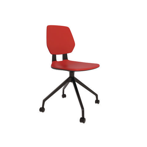 Commute Guest Chair, Supports Up To 275 Lbs, 19" Seat Height, Red Seat, Red Back, Black Base