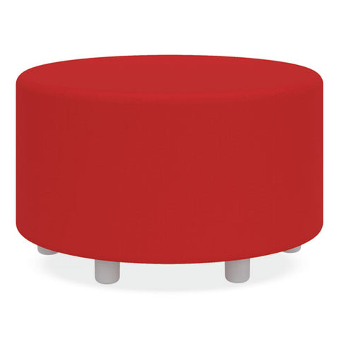 Learn 30" Cylinder Vinyl Ottoman, 30w X 30d X 18h, Red