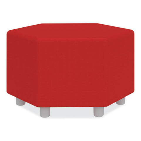 Learn 30" Hexagon Vinyl Ottoman, 30w X 30d X 18h, Red