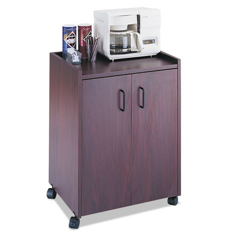 Mobile Refreshment Center, Engineered Wood, 3 Shelves, 23" X 18" X 31", Mahogany