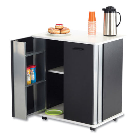 Refreshment Stand, Engineered Wood, 9 Shelves, 29.5" X 22.75" X 33.25", Black/white