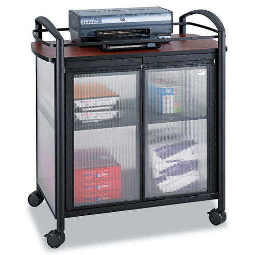 Impromptu Refreshment Cart/machine Stand, Engineered Wood, 3 Shelf, 34 X 21.25 X 36.5, Cherry/black