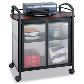 Impromptu Refreshment Cart/machine Stand, Engineered Wood, 3 Shelf, 34 X 21.25 X 36.5, Cherry/black