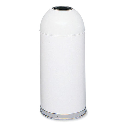 Open Top Dome Receptacle, 15 Gal, Steel, White