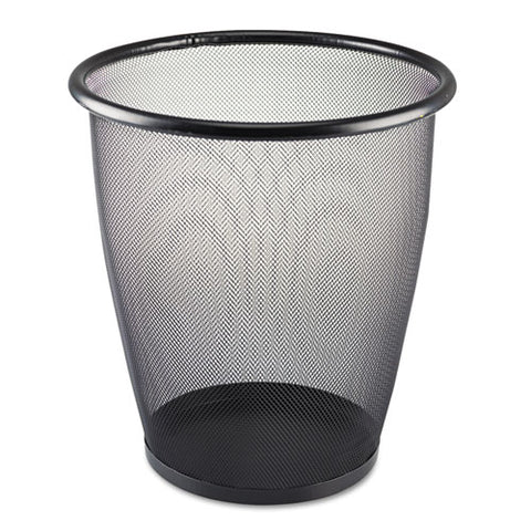 Onyx Round Mesh Wastebaskets, 5 Gal, Steel Mesh, Black