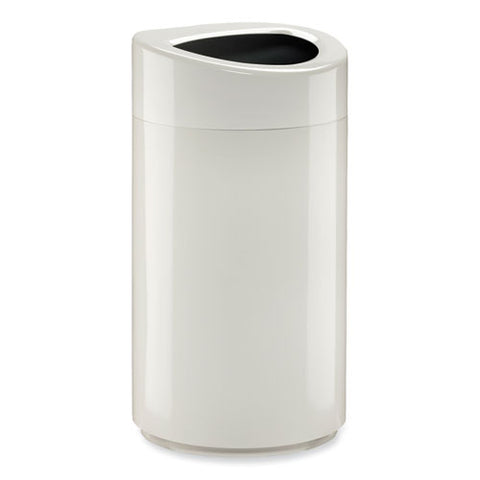 Open Top Oval Waste Receptacle, 14 Gal, Steel, White