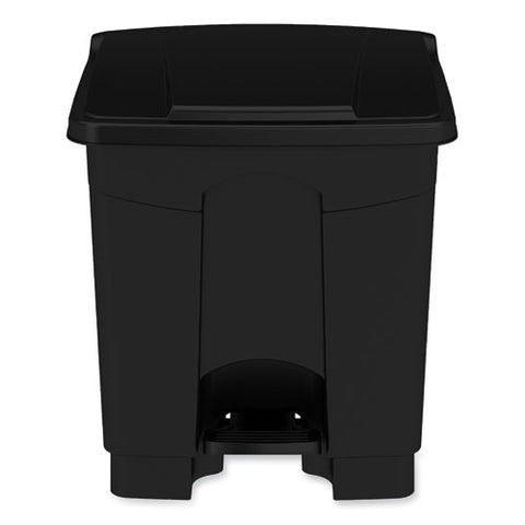 Plastic Step-on Receptacle, 20 Gal, Metal, Black