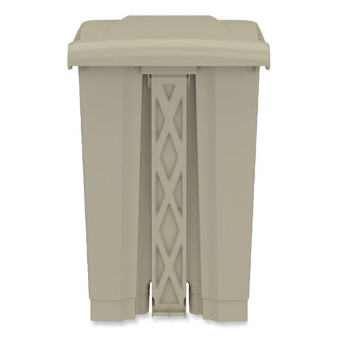 Plastic Step-on Receptacle, 12 Gal, Plastic, Tan