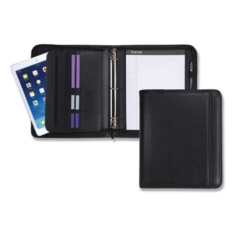 Professional Zippered Pad Holder/ring Binder, Pockets, Writing Pad, Vinyl Black