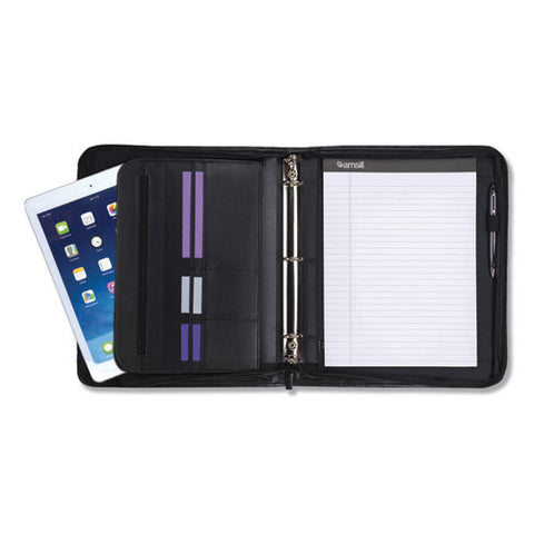 Professional Zippered Pad Holder/ring Binder, Pockets, Writing Pad, Vinyl Black