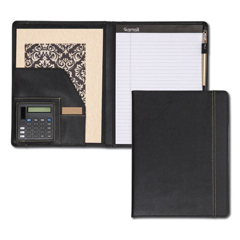 Slimline Padfolio, Leather-look/faux Reptile Trim, Writing Pad, Black