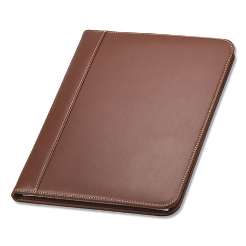 Contrast Stitch Leather Padfolio, 8 1/2 X 11, Leather, Tan