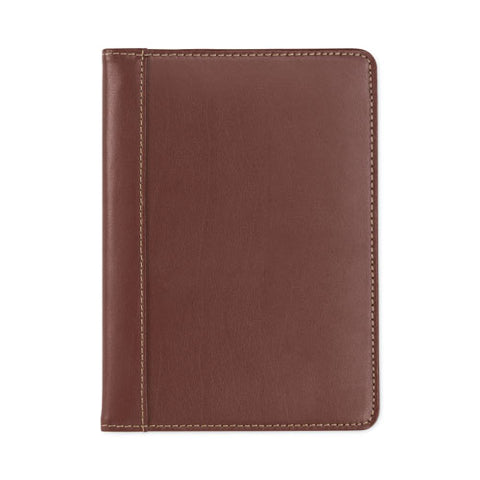 Contrast Stitch Leather Padfolio, 6.25w X 8.75h, Open Style, Brown