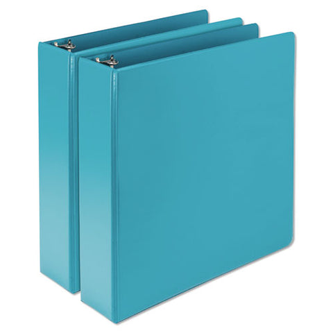 Earth's Choice Plant-based Durable Fashion View Binder, 3 Rings, 2" Capacity, 11 X 8.5, Turquoise, 2/pack