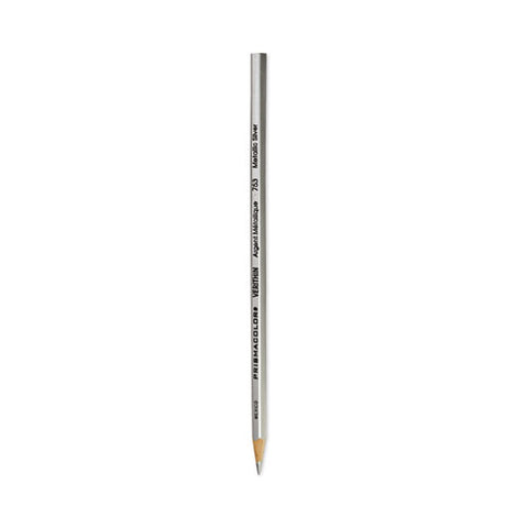 Verithin Smear-proof Colored Pencils, 2 Mm, Metallic Silver Lead, Metallic Silver Barrel, Dozen