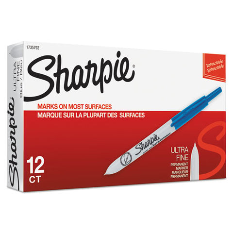 Retractable Permanent Marker, Extra-fine Needle Tip, Blue