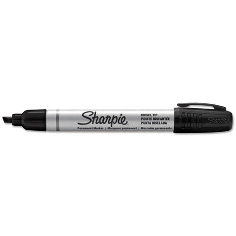 Durable Metal Barrel Permanent Marker, Broad Chisel Tip, Black