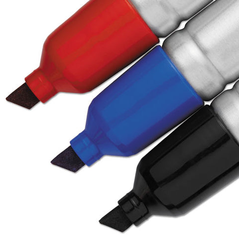 King Size Permanent Marker, Broad Chisel Tip, Assorted Colors, 4/set