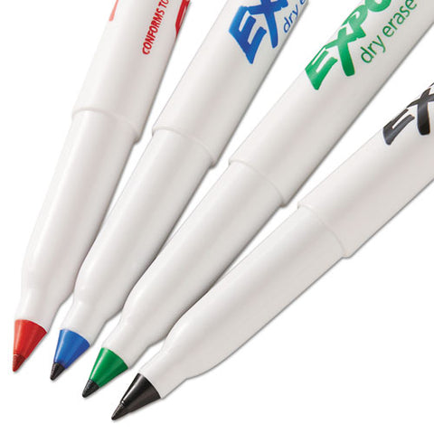 Low-odor Dry-erase Marker, Extra-fine Bullet Tip, Assorted Colors, 4/pack