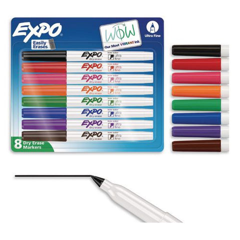 Low-odor Dry-erase Marker, Extra-fine Bullet Tip, Assorted Colors, 8/set