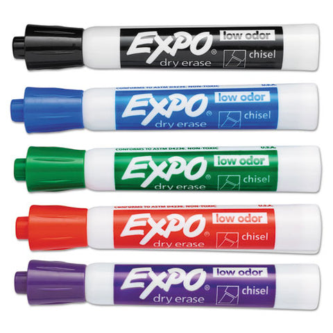 Low-odor Dry-erase Marker Value Pack, Broad Chisel Tip, Assorted Colors, 36/box