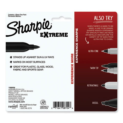 Extreme Marker, Fine Bullet Tip, Black, 4/pack