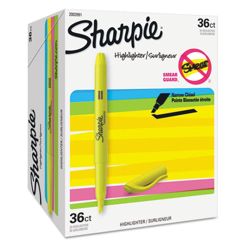 Pocket Style Highlighter Value Pack, Yellow Ink, Chisel Tip, Yellow Barrel, 36/pack