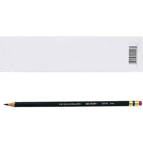 Col-erase Pencil With Eraser, 0.7 Mm, 2b (#1), Green Lead, Green Barrel, Dozen