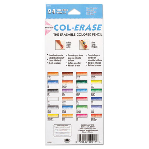 Col-erase Pencil With Eraser, 0.7 Mm, 2b, Assorted Lead And Barrel Colors, 24/pack