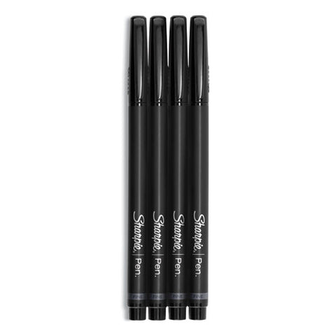 Water-resistant Ink Porous Point Pen Value Pack, Stick, Fine 0.4 Mm, Black Ink, Black Barrel, 36/pack