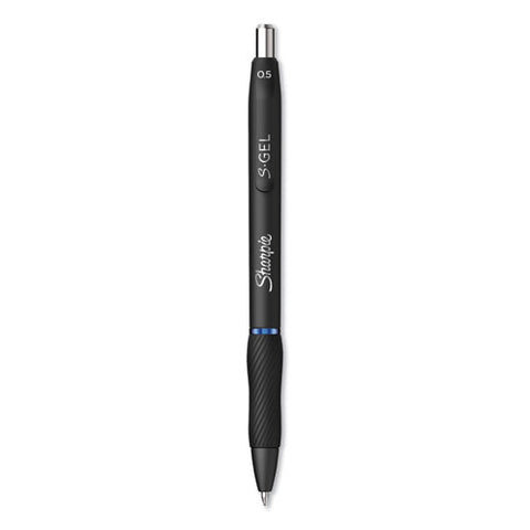 S-gel High-performance Gel Pen, Retractable, Fine 0.5 Mm, Blue Ink, Black Barrel, Dozen