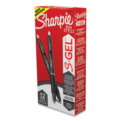 S-gel High-performance Gel Pen, Retractable, Bold 1 Mm, Black Ink, Black Barrel, Dozen