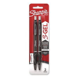 S-gel Gel Pen, Retractable, Medium 0.7 Mm, Black Ink, Black Barrel, 2/pack