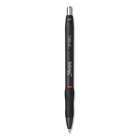 S-gel High-performance Gel Pen, Retractable, Medium 0.7 Mm, Red Ink, Black Barrel, Dozen