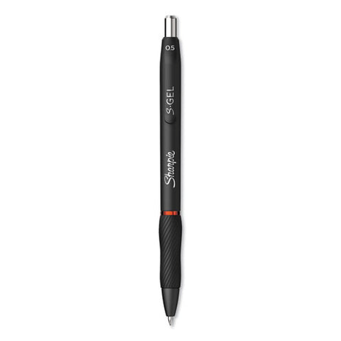 S-gel High-performance Gel Pen, Retractable, Fine 0.5 Mm, Red Ink, Black Barrel, Dozen