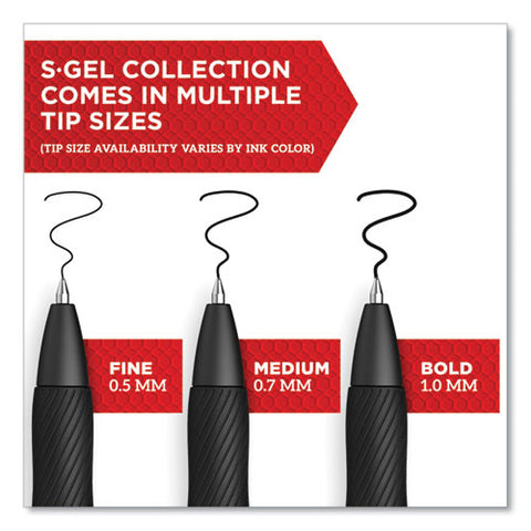 S-gel High-performance Gel Pen, Retractable, Medium 0.7mm, Black Ink, Black Barrel, 36/pack