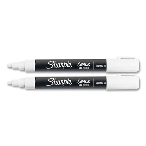 Wet-erase Chalk Marker, Medium Bullet Tip, White, 2/pack