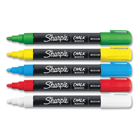 Wet-erase Chalk Marker, Medium Bullet Tip, Assorted Colors, 5/pack