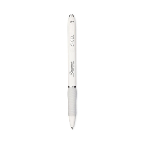 S-gel Fashion Barrel Gel Pen, Retractable, Medium 0.7 Mm, Black Ink, Pearl White Barrel, 4/pack