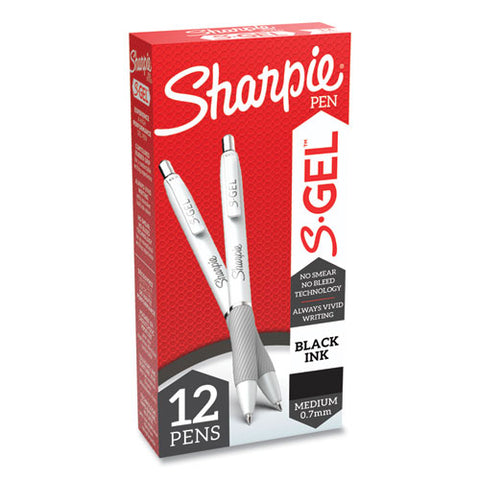 S-gel Fashion Barrel Gel Pen, Retractable, Medium 0.7 Mm, Black Ink, Pearl White Barrel, Dozen