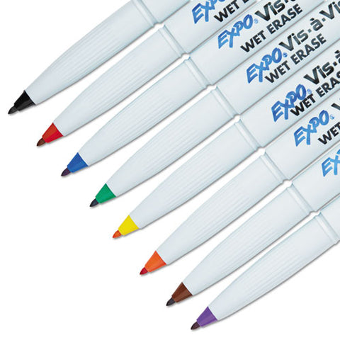 Vis-a-vis Wet Erase Marker, Fine Bullet Tip, Assorted Colors, 8/set