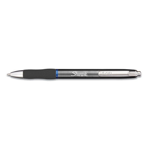 S-gel Premium Metal Barrel Gel Pen, Retractable, Medium 0.7 Mm, Blue Ink, Gun Metal Gray Barrel, Dozen